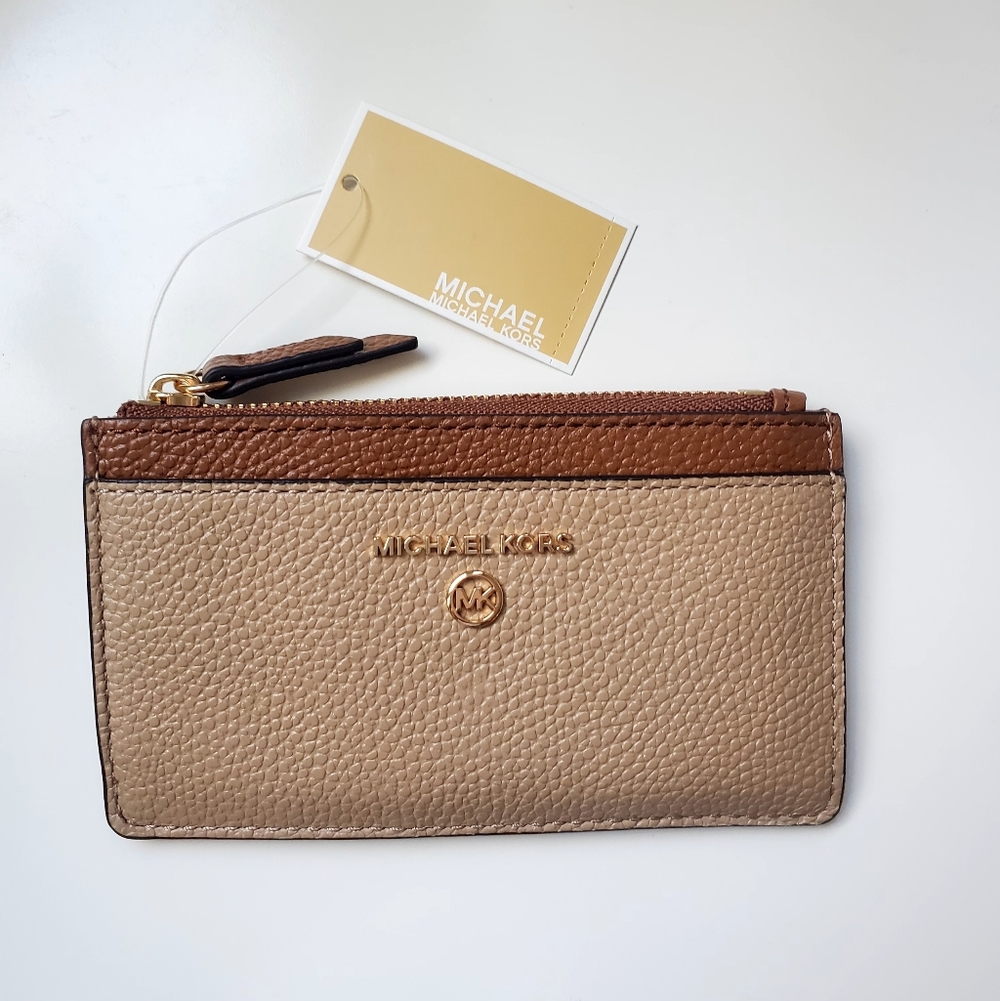 Michael Kors Leather Jet Set Slim Card Case Key Pouch